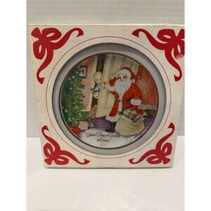 Vintage 1977 Christmas Plate Margaret Starks Santa Claus Is Coming To Town w Box